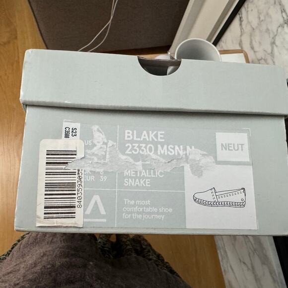 Abeo Blake Metallic Snakeskin Espadrilles Flats 8 Neutral - Picture 10 of 11